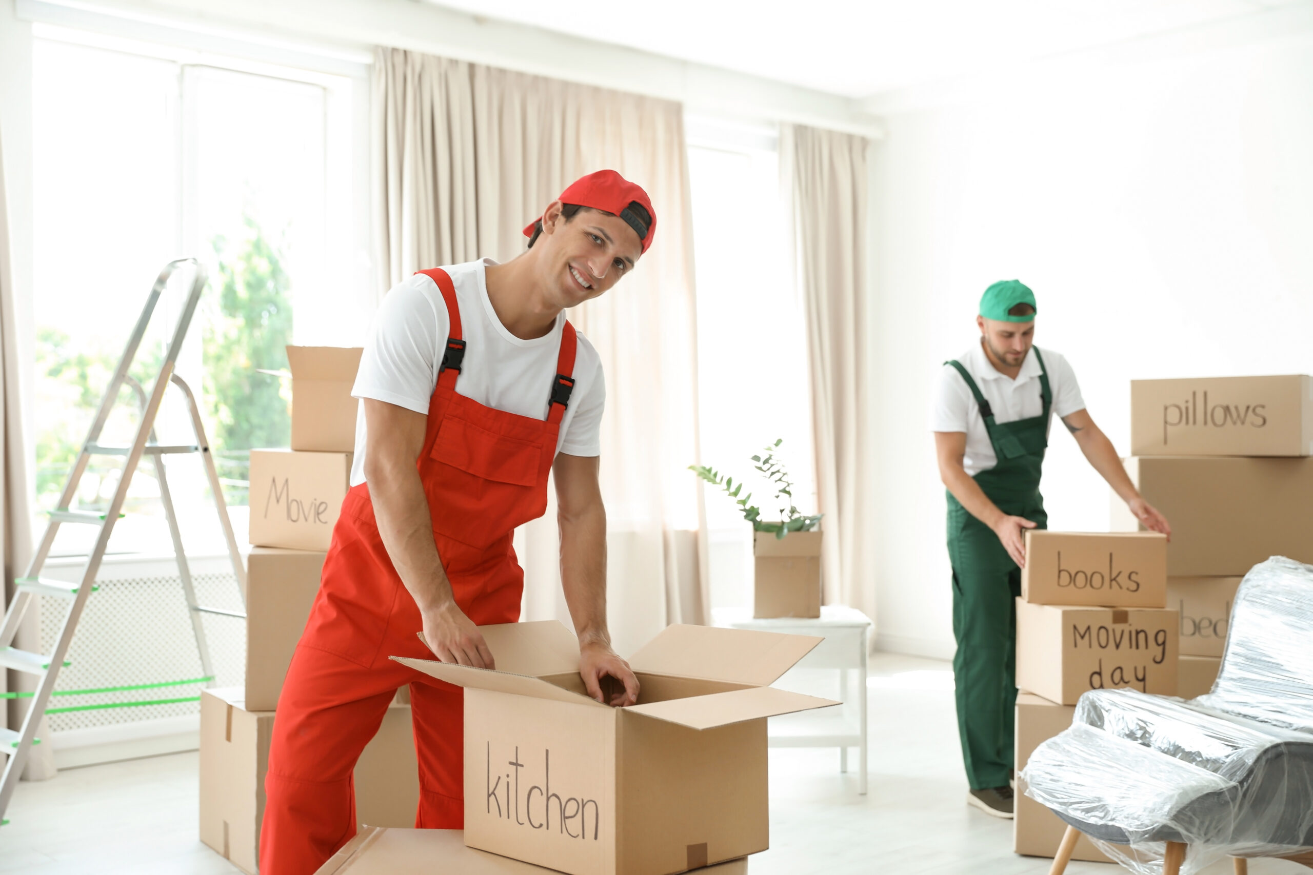 moving cartons: fragile items loaded in the moving truck